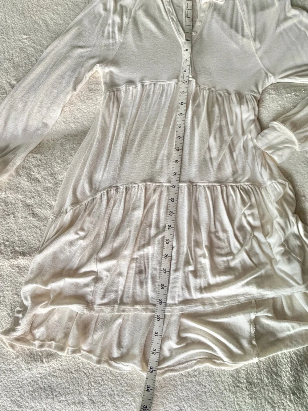 Free People Ivory Empire Waist Tiered Tunic Top XS